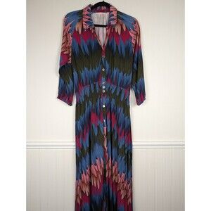 Soft Surroundings Ancient Isle Button Maxi Dress Colorful Boho Woman’s Small